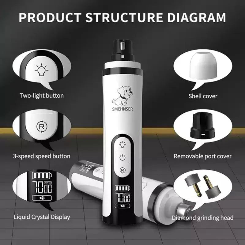 Electric Pet Nail Grinder LED